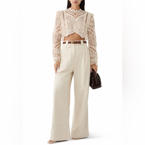 Zimmermann Illuminate Cornelli Bodice Crochet Lace Long Sleeve Crop Top 0 XS - Picture 6 of 8
